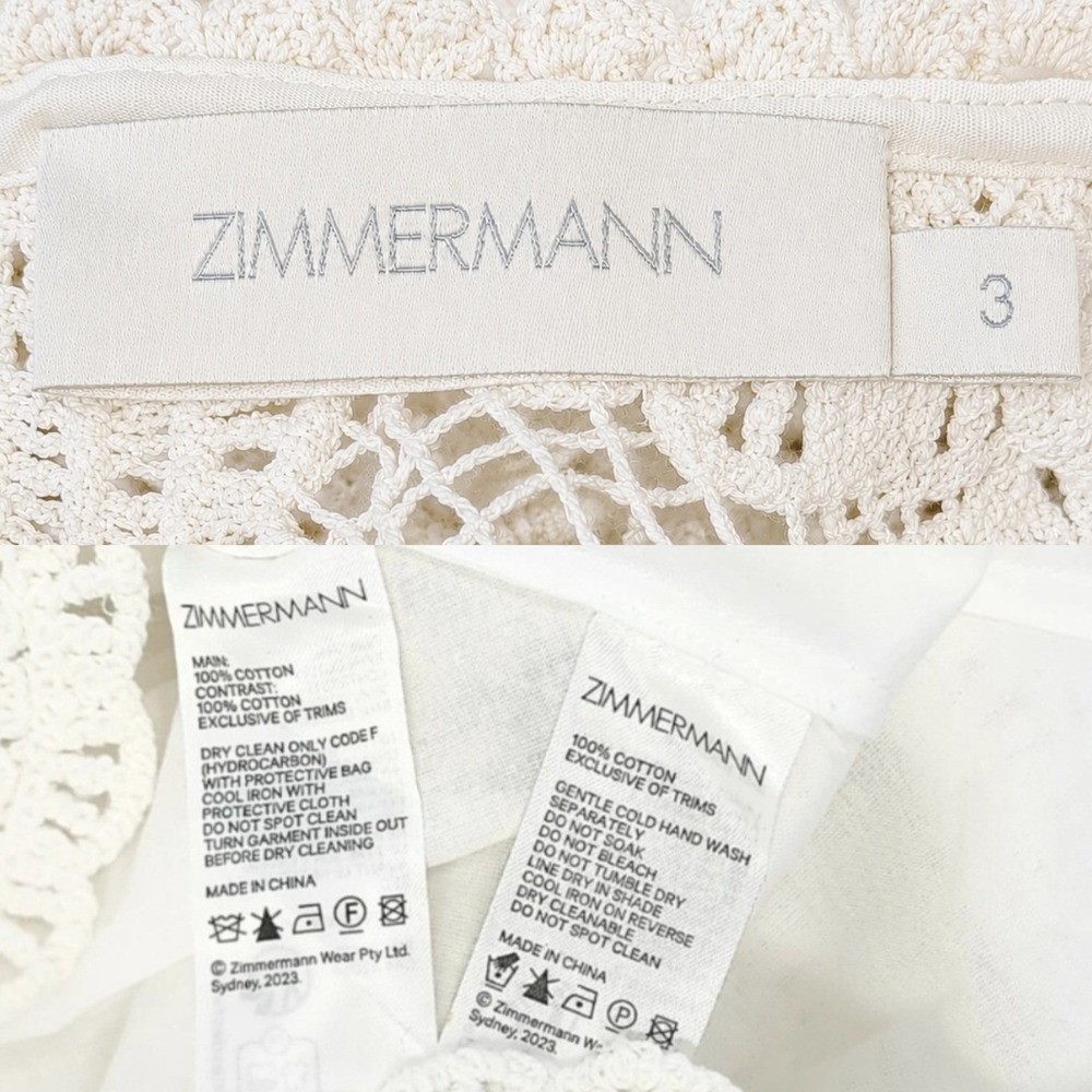 Zimmermann Junie Ivory Crochet Lace Tunic Mini Dress Resort 3/L/10 Bridal Boho - Picture 6 of 9